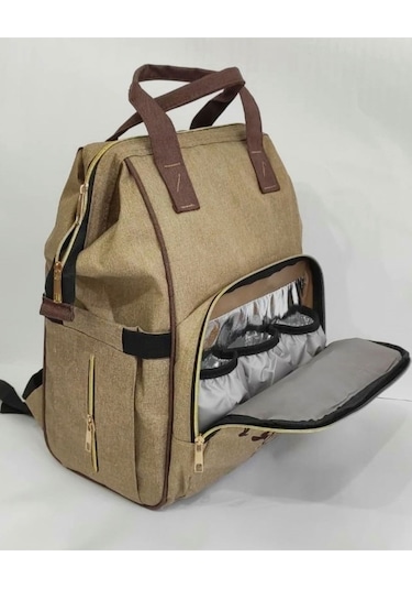 Bebek Bakım Çantası Organizatör Fonksiyonel Anne Bebek Bakım Sırt Çantası Bej Bej-kuş Bej