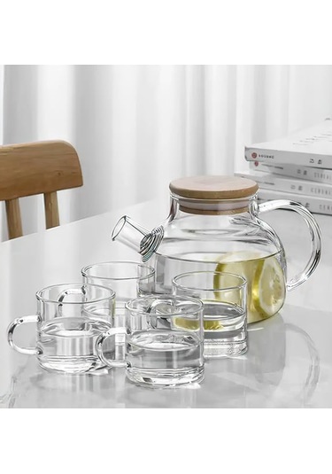 Bambu Kapaklı Borosilikat Cam Demlik 1000ml Royaleks-cm-2000 Çok Renkli