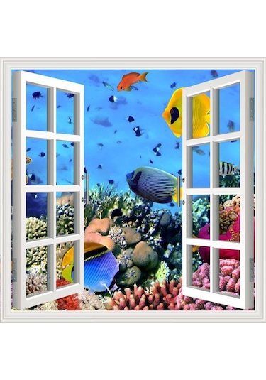 Pencere Poster Duvar Kağıdı Su Altı Yapışkanlı Sticker