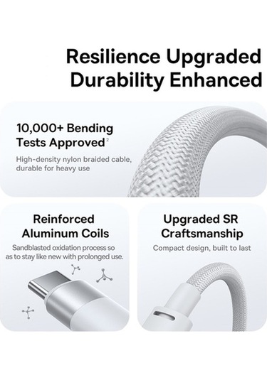 Pazly 3'ü 1 Arada 3,5a Hızlı Şarj Kablosu - 1,3m Baseus Ultra Hızlı Pc+tpe