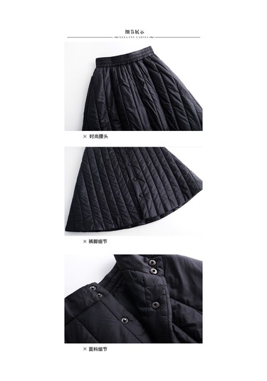 Yeni Stil Pamuklu Kışlık Soğuk Geçirmez Midi Boy Yüksek Bel Kadın Etek 001