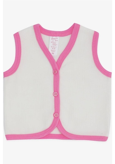 Breeze Kız Bebek Kadife Yelek Düğmeli 0 3 Ay 9 Ay, Beyaz Beyaz