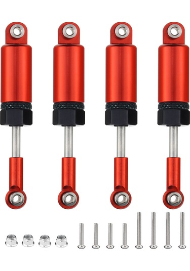 Youtek Kırmızı Alüminyum Amortisör + Tutucu Seti, 4 Adet, 11mm Çap, 65mm Uzunluk -顽皮龙皮卡 C14 C24 Uyumlu