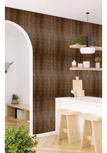 3 Boyutlu Duvar Paneli Kabartmalı Kareli Yuvarlak Desen Pvc 41x41 Cm/ 6 Adet /1 M² Antik