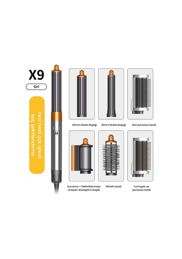 Jhy Hair Styler X9 Saç Şekillendirme Seti Gri