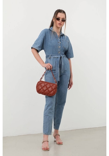 Kadın Yarasa Kol Jean Tulum Mavi 001