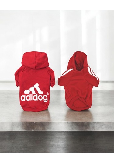 Kemique Red Adidog Kapşonlu Sweatshirt Köpek Kazağı