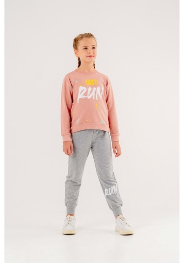 Run Baskılı 2 Ip Mevsimlik Kız-erkek Takım - Coppa -pudra-gri - 5 Yaş Çok Renkli