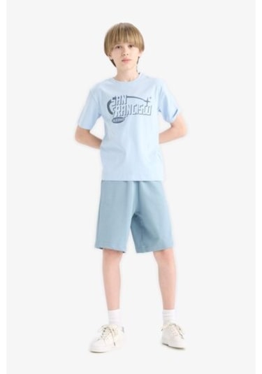 Defacto Erkek Çocuk Beli Lastikli Basic Düz Şort B5867a825smbe606 Mavi