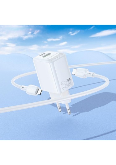 Borofone Bn29 Fuente Pd30w + Qc3.0 Şarj Seti 1m Tip-c İle 8 Pin Kablo, Fiş Tipi: Ab Fiş Beyaz Beyaz