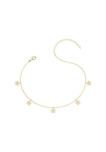 İndigo Takı Küçük Yıldız Altın Kaplama Gümüş Halhal Çok Renkli