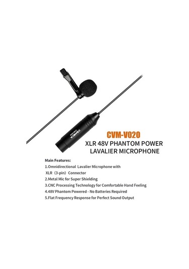 Comıca Cvm-v02o Xlr Lav Mikrofon - 48v Phantom Güç Destekli, Yönlendirilebilir, Kamera Ve Kayıt İçin Profesyonel Ses Kalitesi