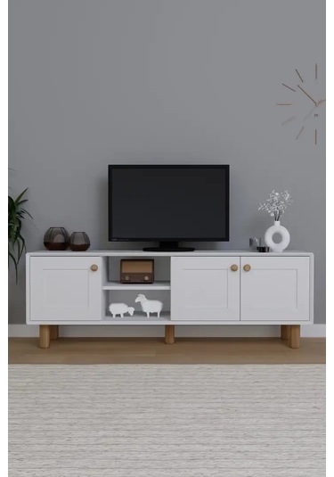 Bohem Serisi Natura Mat Beyaz Tv Ünitesi Beyaz