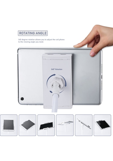 Xindoker 80cm Metal Telefon Ve Tablet Tutucu - 360 Derece Döner, Esnek Uzun Kollü, Masa/sandık Tutucu, Siyah 11-18cm Uyumlu Diğer