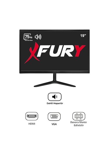 Fury 19" Geniş Ekran 75 Hz 5ms Dahili Hoparlör Vga,hdmı,ses Sesli Led Monitör