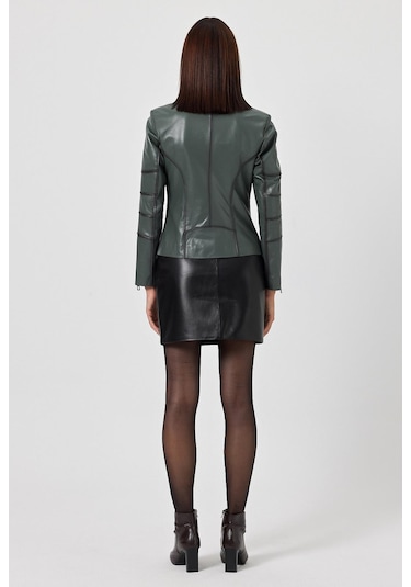 Diana Yeşil Kadın Deri Mont 001