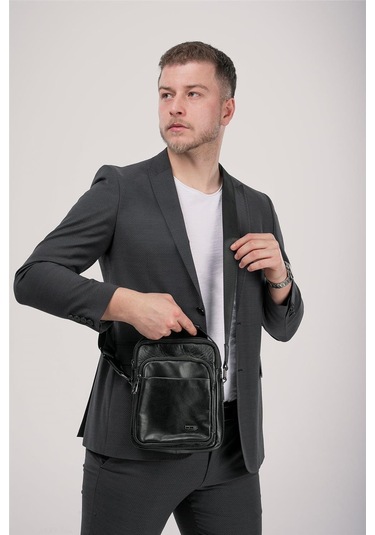 Ççs 31591 Hakiki Deri Askılı Çanta Siyah