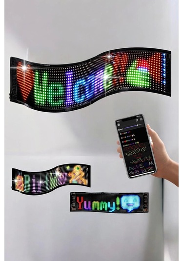 Otomobil Uyumlu Led Matrix Dijital Ekran Bluetooth Bağlantılı Çok Renkli