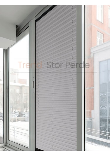 Koyu Gri Plise Katlanır Cam Balkon Perdesi - Ofis Perdesi - Salon Perdesi - 034 Koyu Gri