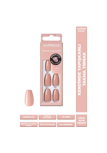 İmpress Color Kendinden Yapışkanlı Takma Tırnak Uzun Nude Kiremit