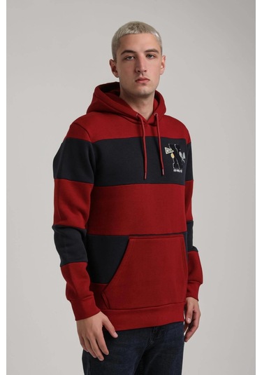Kapüşonlu Bordo Slim Fit Full-zip Sweatshirt 24fwm64077 Bordo
