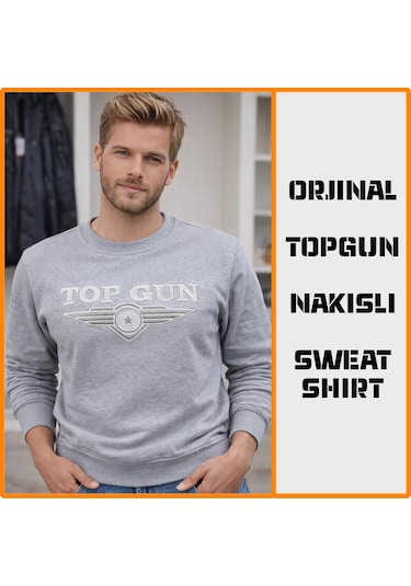 Top Gun Nakıslı Sweat Grı Gri