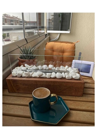 Ahşap Bioethanol Masaüstü Şömine Sertifikalı Yakıt Ve Taş Hediyel