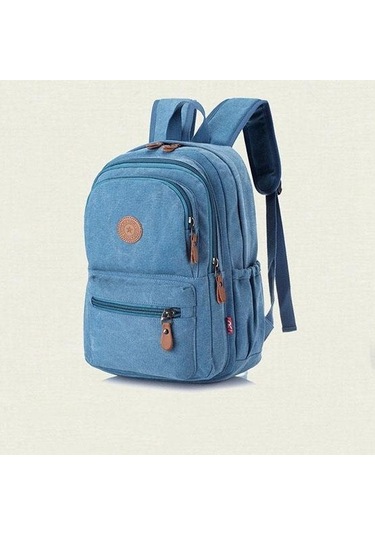 Yeşil Wtempo Düz Renk Kalın Aşınmaya Dayanıklı Kanvas Sırt Çantası Unisex Büyük Kapasiteli Bagaj Çantası Denim Öğrenci Okul Çantası