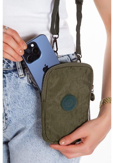 Newish Polo Suya Dayanıklı Krinkıl Kumaş Haki Kadın Çapraz Omuz Ve Bel Çantası - Kadın Haki