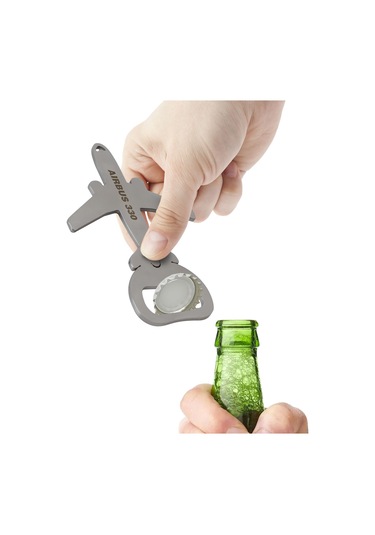 Zekupp Airbus A330 Uçak Modeli Şişe Açacağı, Paslanmaz Çelik Magnetli Uçak Figürlü Gazoz Açacağı, Gümüş Gri Renkte Mutfak Ekipmanı Gri