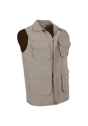 Erkek Keten Yelek Regüler Fit Yakalı Rar01309 Bej