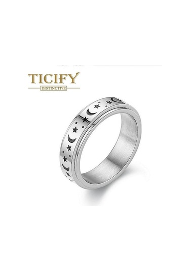 Novahub Gümüş Xingyue Xiang Eşlik Eden Titanyum Çelik Çift Yüzük Kadın Anti-anksiyete Dekompresyon Rotasyon Halkası 9 Gümüş - Standart Gümüş