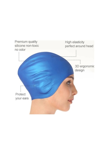 Yetişkin Düz Renk Su Geçirmez Silikon Yüzme Bonesi Kırmızı