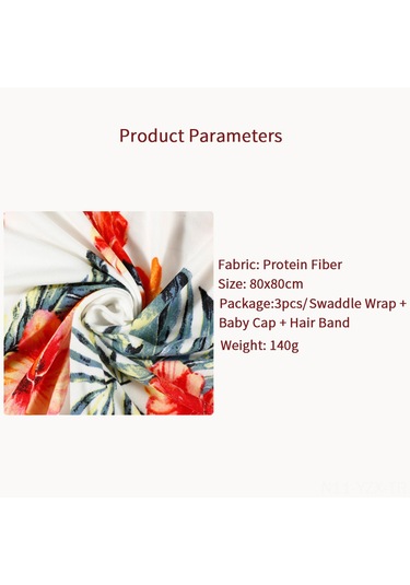 Yaozixa Protein Fiber Bebek Sarılamak Seti: 80x80cm Desenli Battaniye + Şapka + Saç Bandı Gri Kelebek Desenli Gri