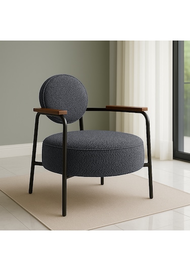 Venüs Berjer - Soft Kumaş - Modern Tekli Koltuk - Koyu Gri