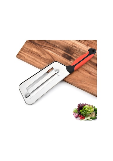 Vkemall Eşsiz Kırmızı 2'li Paket: Çift Bıçaklı Paslanmaz Çelik Meyve Sebze Dilimleyici - Güvenli Ve Verimli Kesim Kırmızı