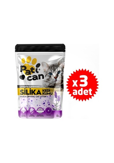 Patican Lavanta Kokulu Silika Kristal Kedi Kumu 3 x 5 L