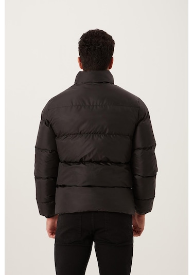 Erkek Regular Fit Şişme Mont Siyah