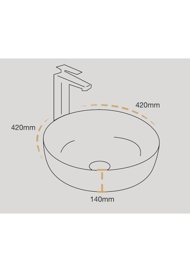 Paluci Lisa Matt Black Altın Yuvarlak Lavabo