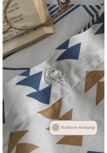 Elart Marcus Nevresim Takımı Tek Kişilik %100 Pamuk Ranforce Lastikli Çarşaf 160x220 Cm Mavi Mavi