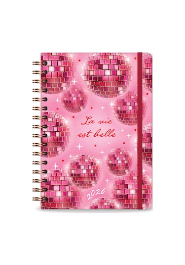 2026 A5 Spiralli Renkli Haftalık Ajanda 12 Aylık Motivasyon Sayfalı Disco Disco