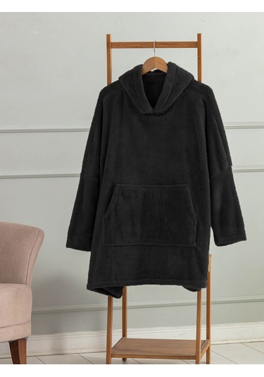 Mulberry Wellsoft Kapşonlu Giyilebilir Tv Battaniyesi Unise x Over Size - Siyah