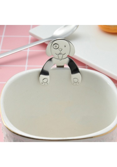 Kosona 304 Paslanmaz Çelik Köpek Figürlü Kadeh Asmalı Kahve Çorbası Karıştırma Kaşığı - Multicolor 2 Numara Diğer