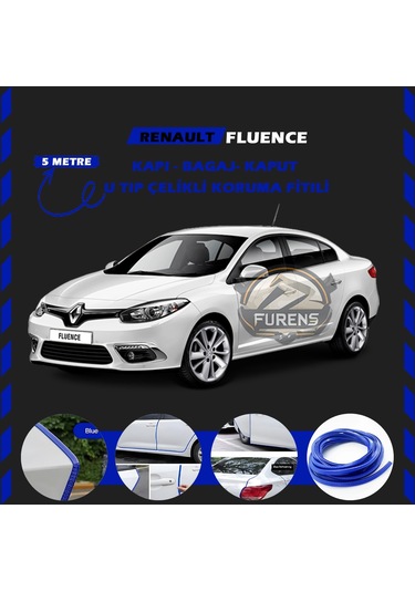 Renault Fluence Oto Araç Kapı Koruma Fitili 5 Metre Parlak Mavi Renk