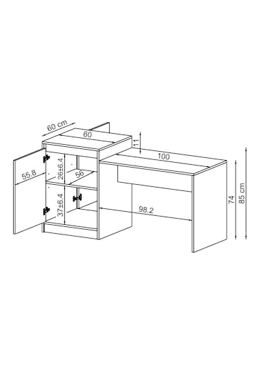 Milano Bar Masası Dolaplı Yüksek Mutfak Yemek Masası, Bar Masa