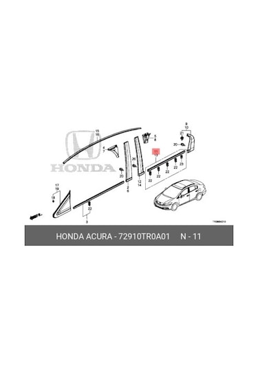 Cam Sıyırıcı Civic 12-16 Fb7 Arka Kapı Dış Sağ Oem No:72910tr0a01
