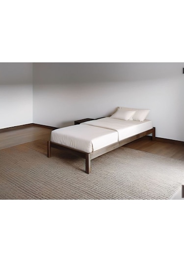 Doğal Masif Ahşap Butik Karyola Ceviz Renk Başlıksız 90x190