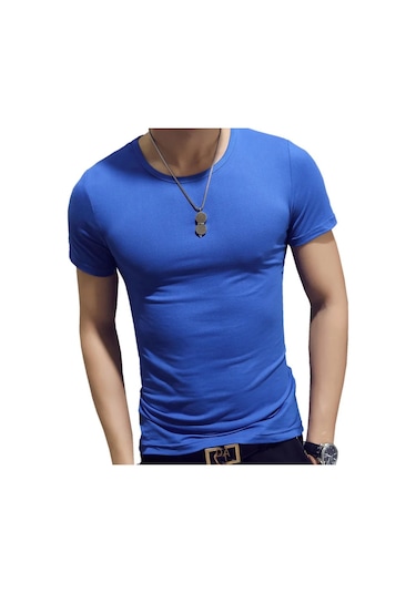 Snapbuymoda Erkek Yazlık Kısa Kollu V Yaka Polyester Tişörtpembeerkek Pembe