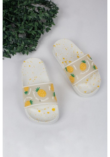 Kız Çocuk Ananas Yazı Ve Temalı Terlik-5770-sarı Sarı