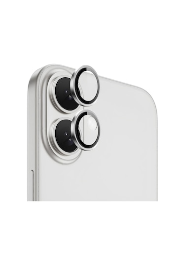 Ennar Apple Uyumlu iPhone 16 Gerçek Cam Safir Lens Koruma Gümüş Gümüş